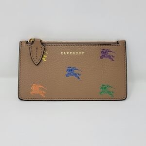 BURBERRY Equestrian Knight Leather Zip Card Case Wallet